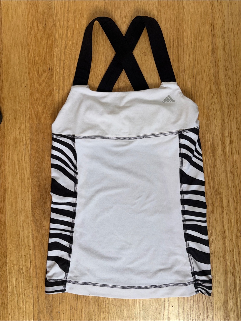 Adidas White & Black Zebra-Trim Crossback Tank XS